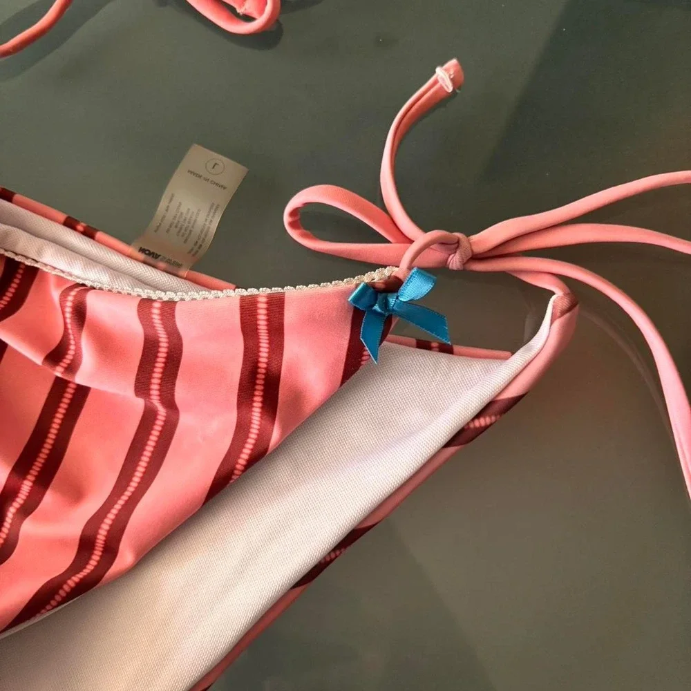 Coral striped bikini set 🍑